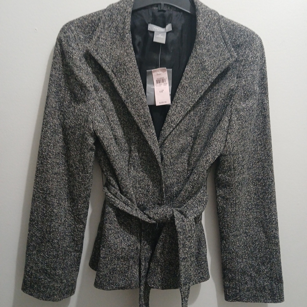 Ann Taylor Black and Gray Tweed Blazer 6P